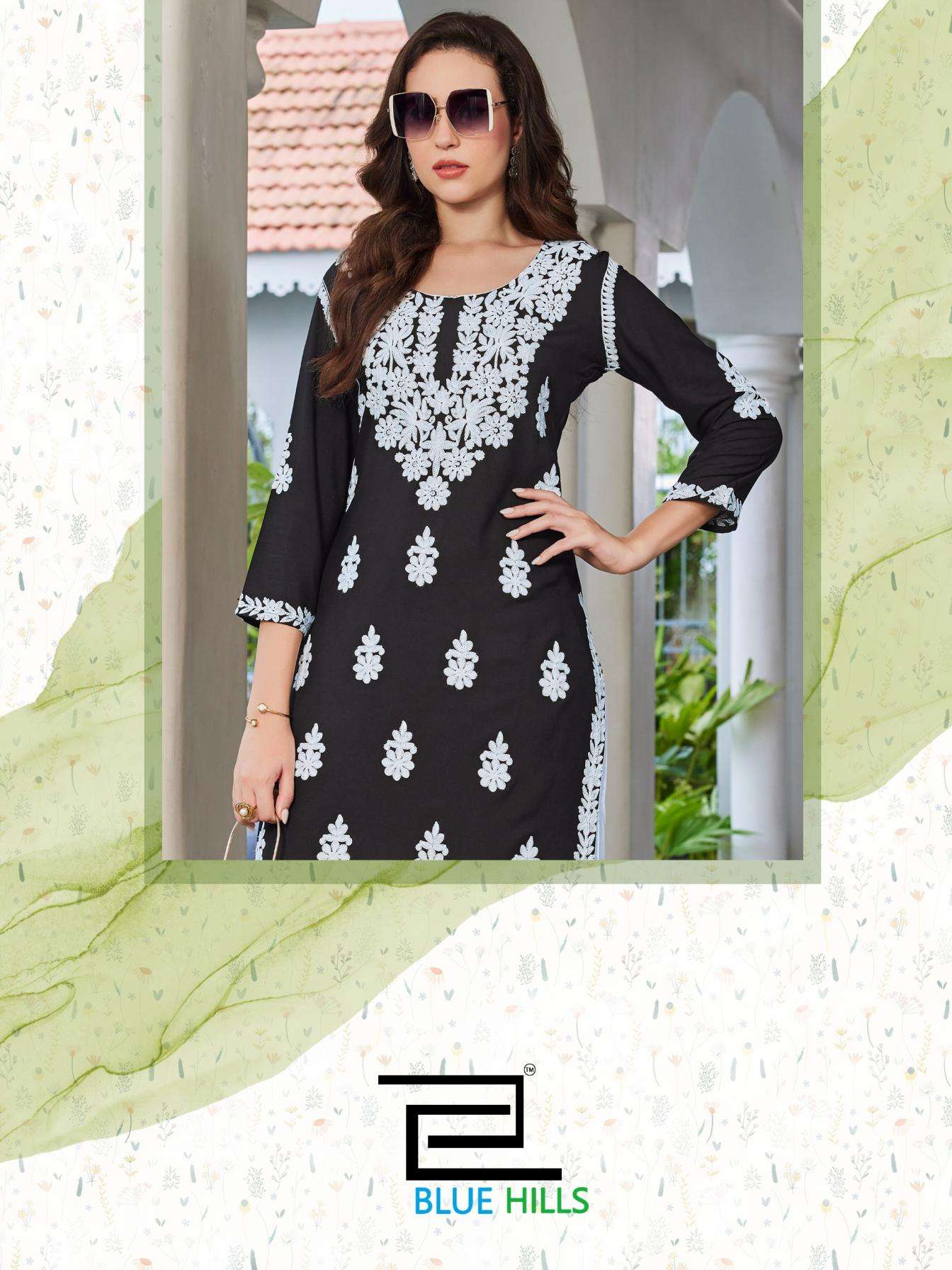 blue hills messi vol 3 full stitch rayon thread work combo plus size kurti with plazzo