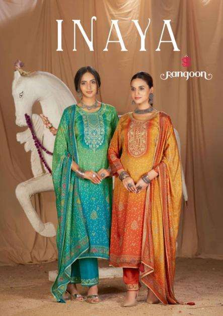rangoon inaya attractive muslin aari work readymade 3pcs catalog