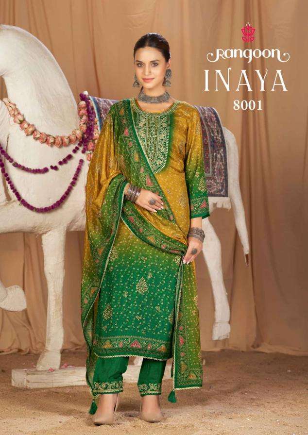 rangoon inaya attractive muslin aari work readymade 3pcs catalog