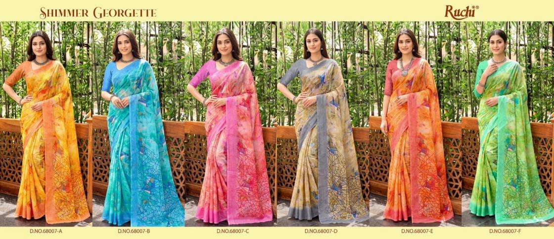 ruchi presents shimmer georgette printed sarees catalog