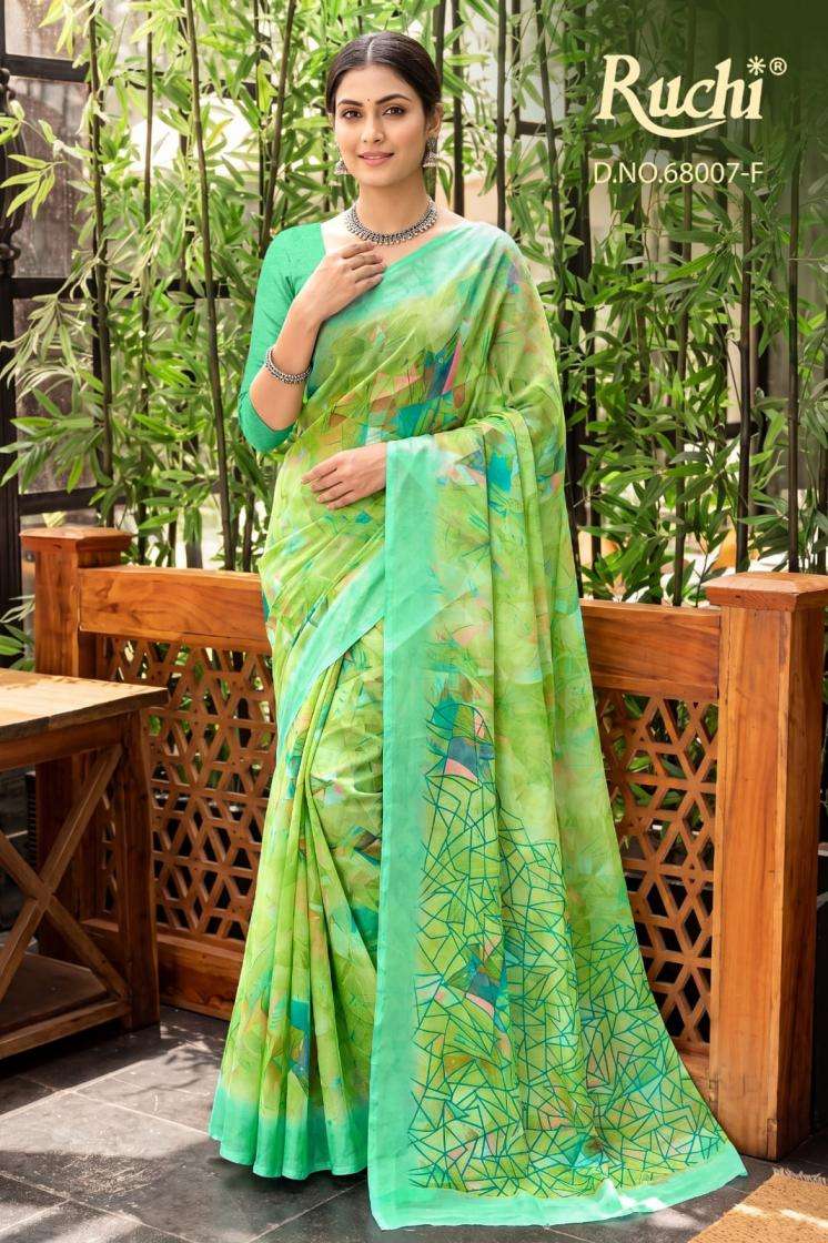 ruchi presents shimmer georgette printed sarees catalog