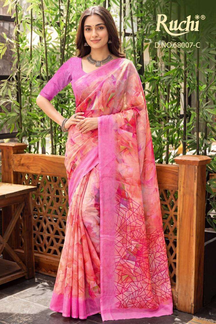ruchi presents shimmer georgette printed sarees catalog