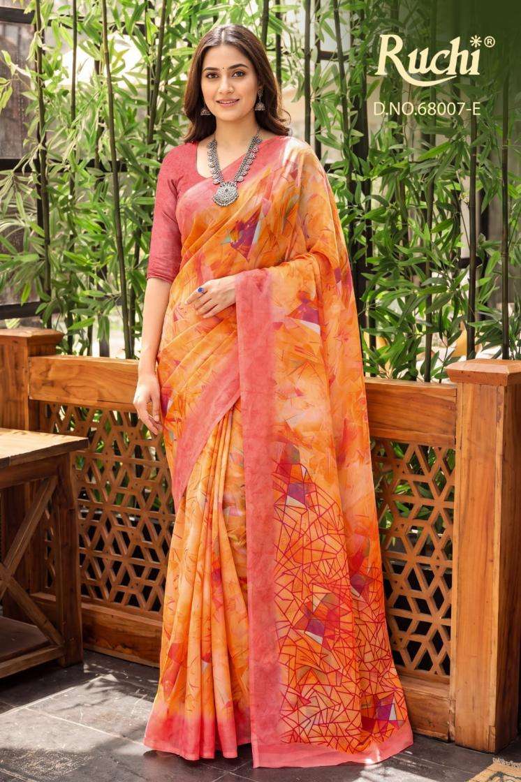 ruchi presents shimmer georgette printed sarees catalog