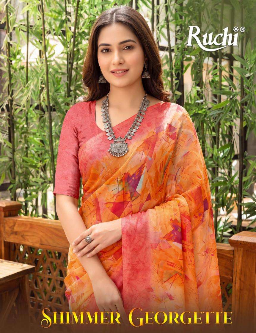 ruchi presents shimmer georgette printed sarees catalog