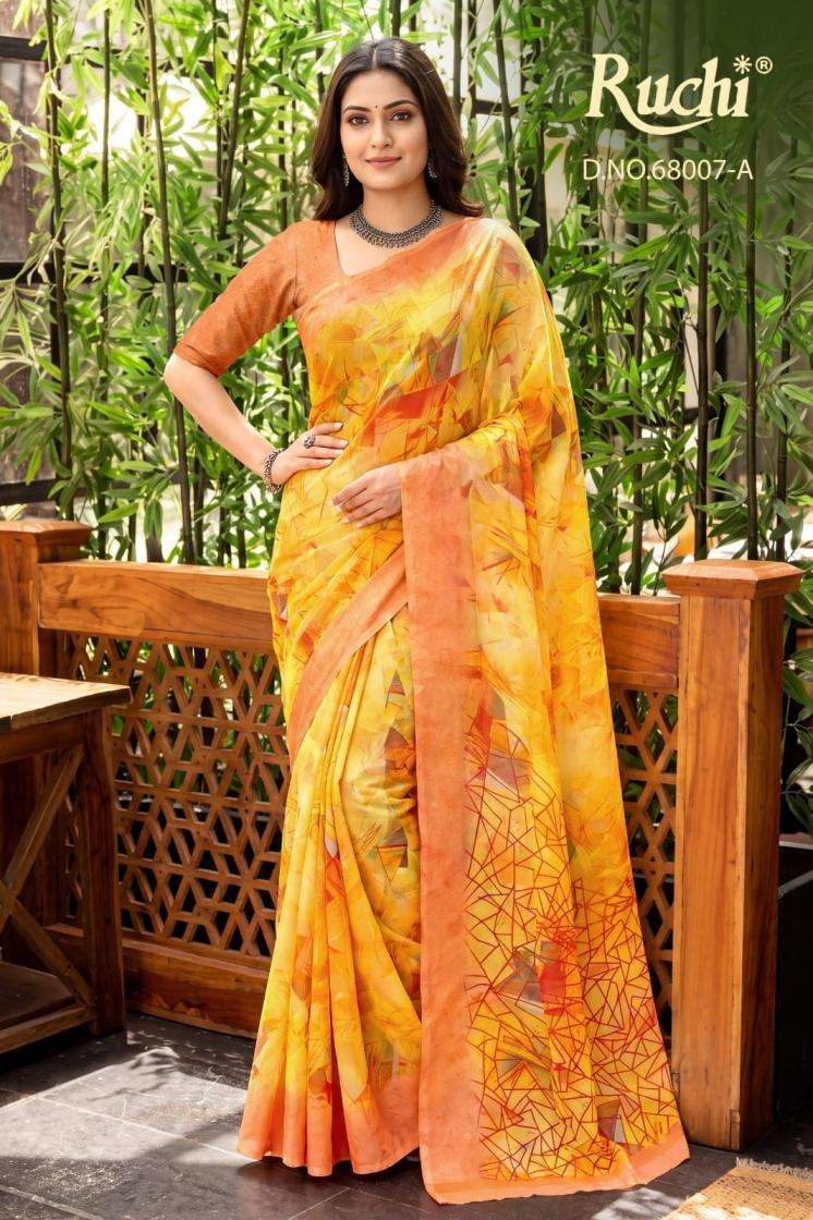 ruchi presents shimmer georgette printed sarees catalog