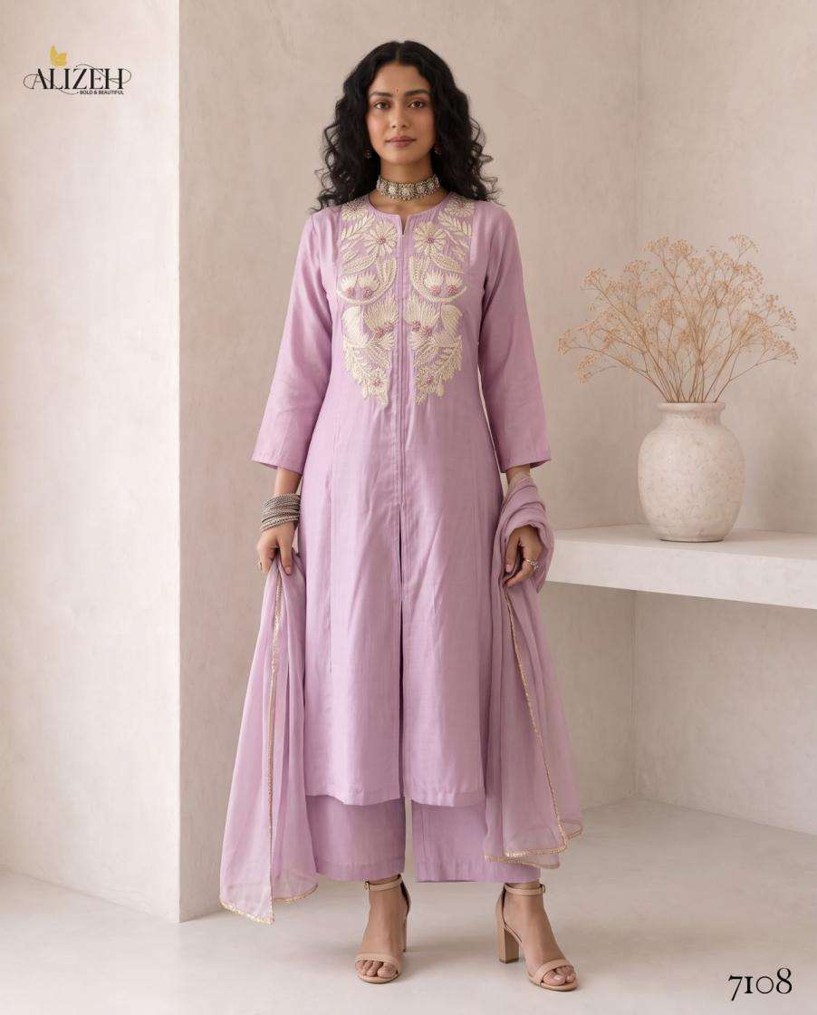 Alizeh Presents 7106-7109 Roman Silk A-Line Anarkali Style Readymade Festive Wear Dress Catalog Wholesaler And Exporter In Surat 