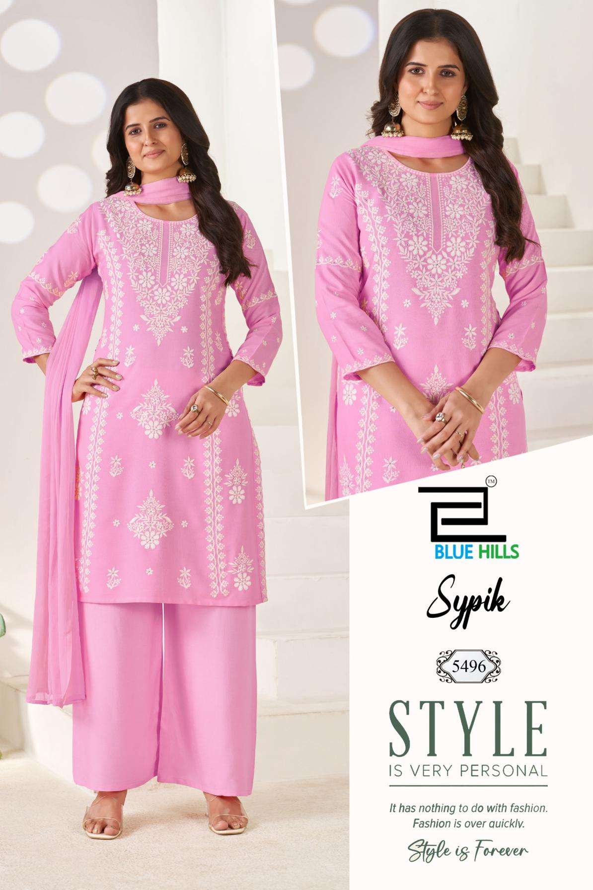blue hills sypik rayon white thread work full stitch plus size combo plazzo