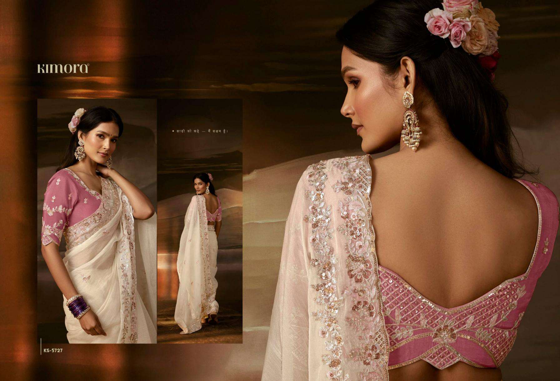 kimora chandrima traditional zari organza exclusive designer sarees catalog collection
