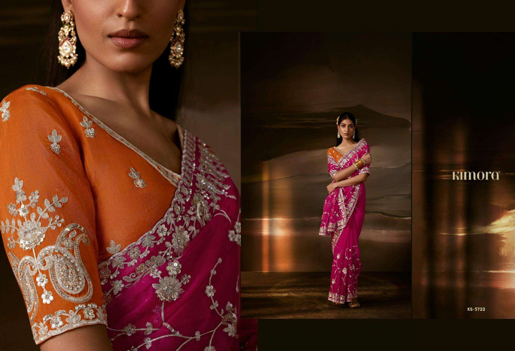 kimora chandrima traditional zari organza exclusive designer sarees catalog collection