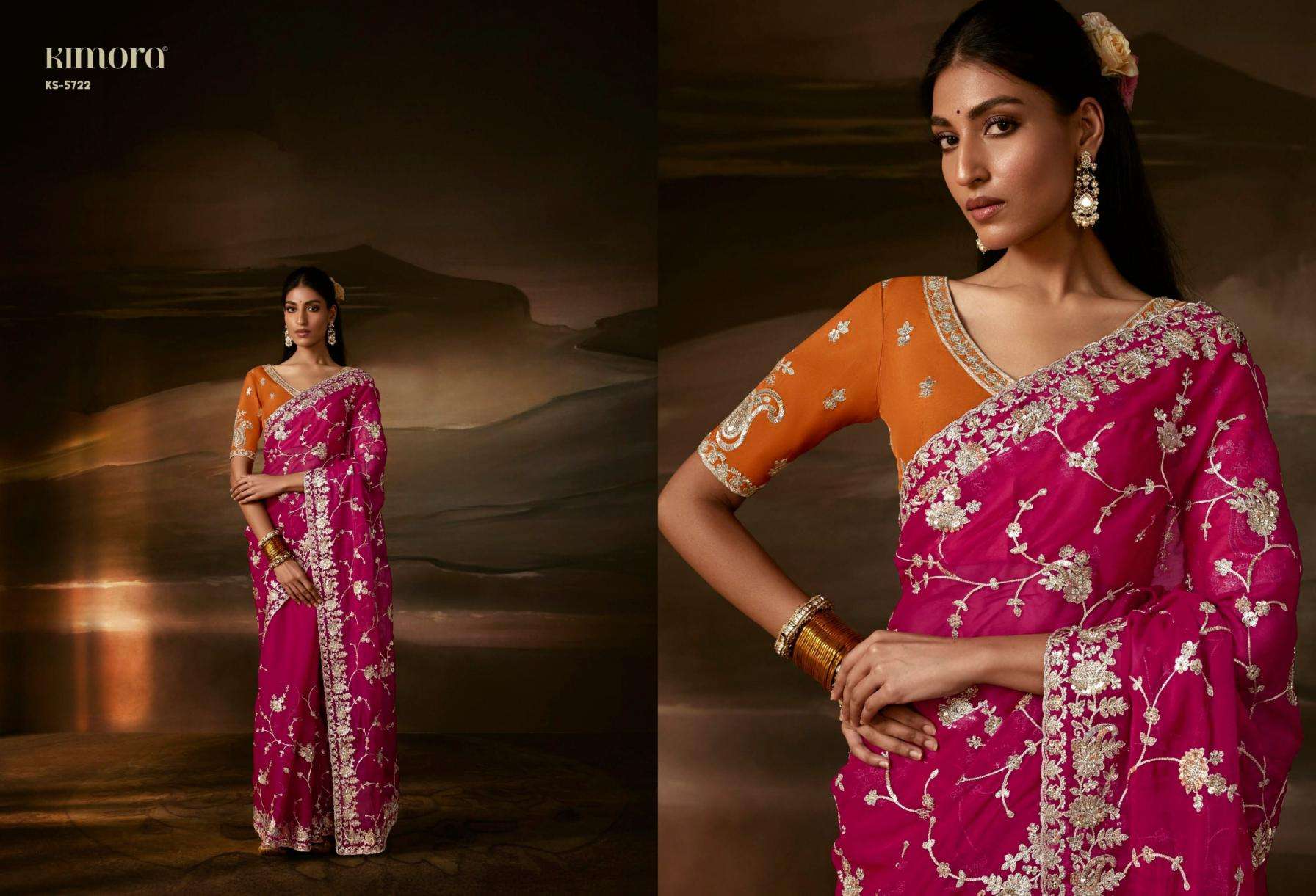 kimora chandrima traditional zari organza exclusive designer sarees catalog collection