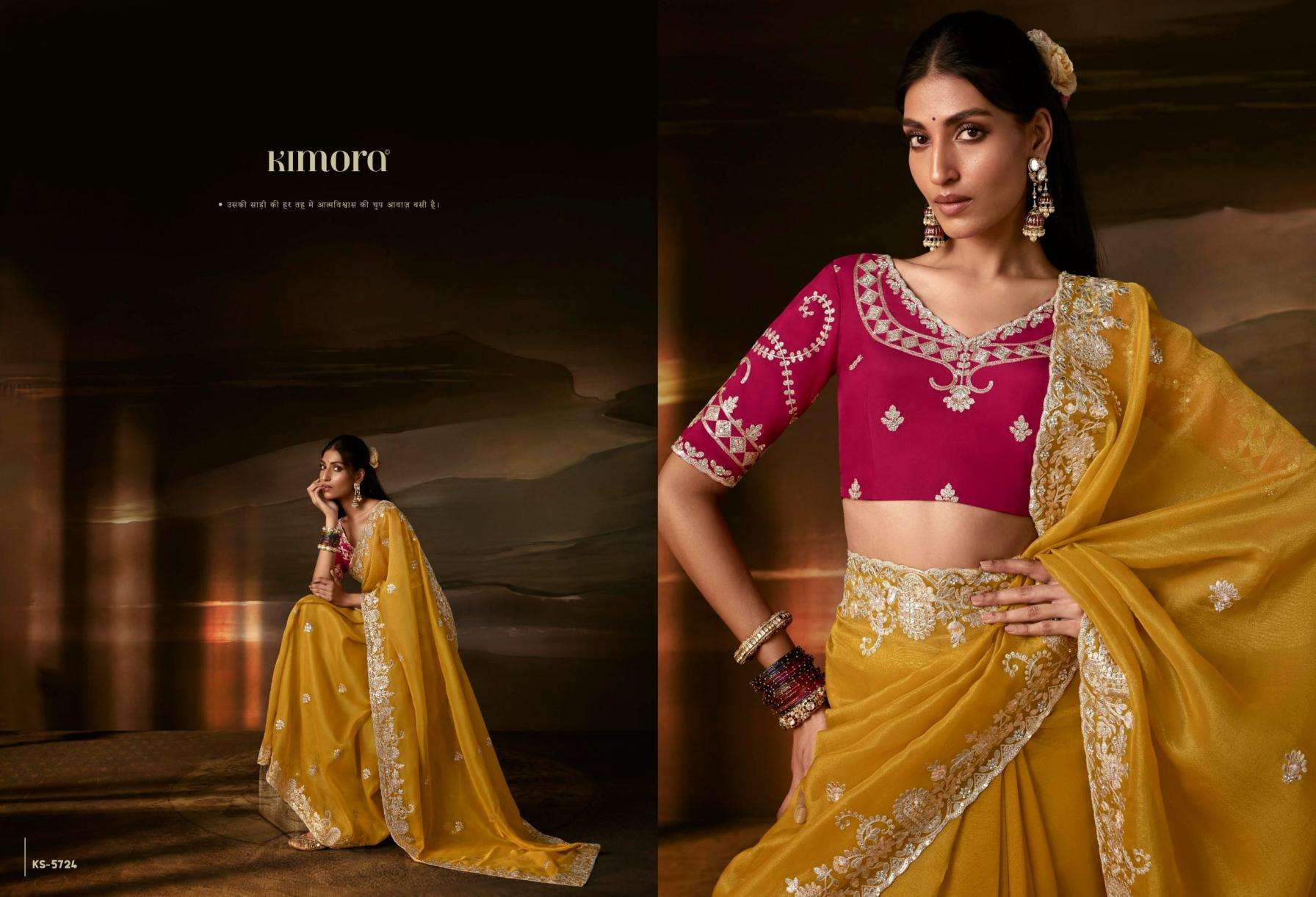 kimora chandrima traditional zari organza exclusive designer sarees catalog collection