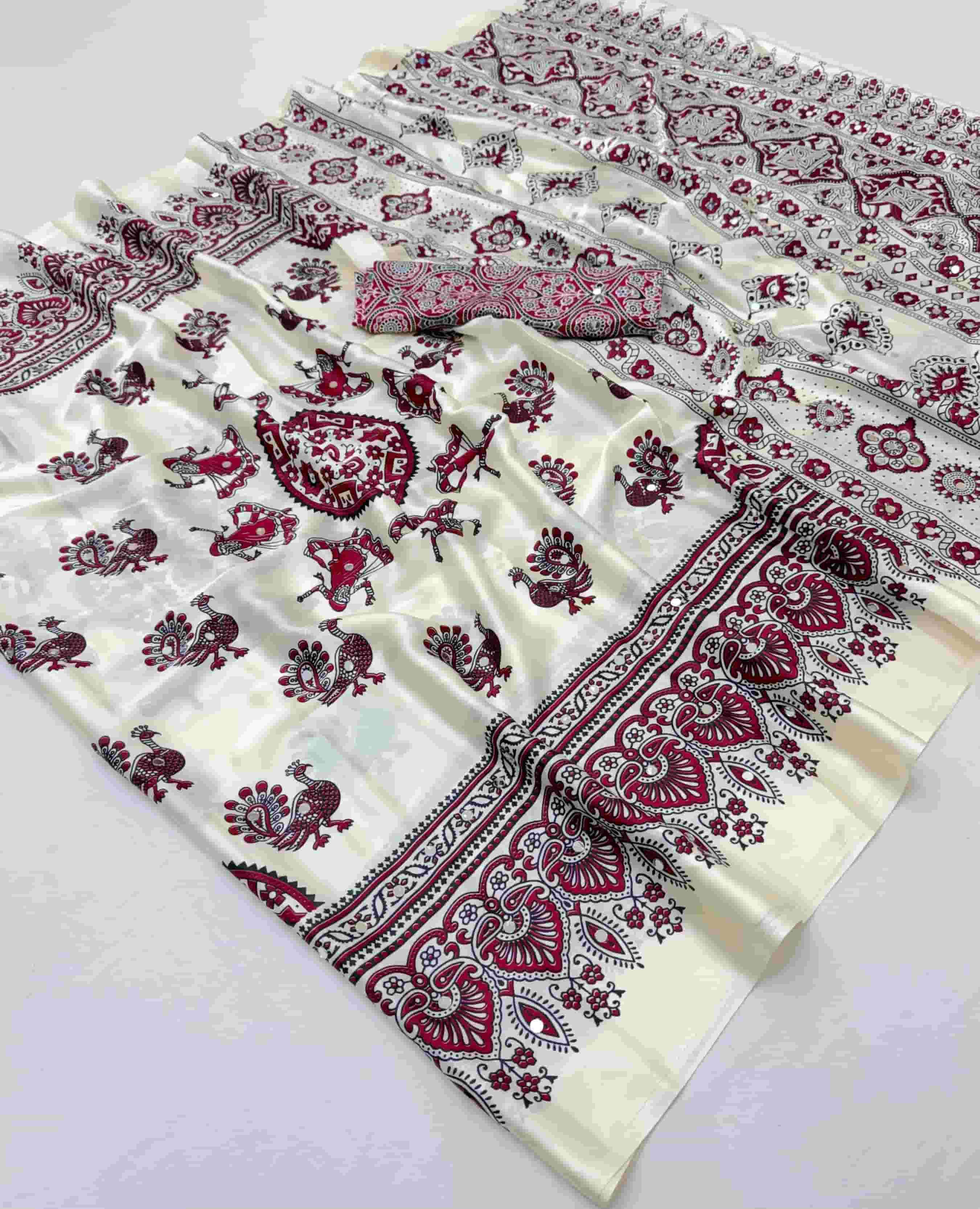 Rajtex Pure Ajrakh Mirror Modal Satin Catalog Supplier Surat