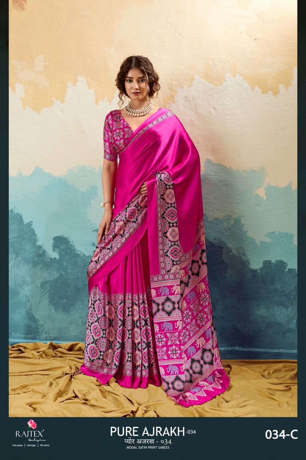 Rajtex Pure Ajrakh Vol 34 Daily Wear Saree Catalog Exporter