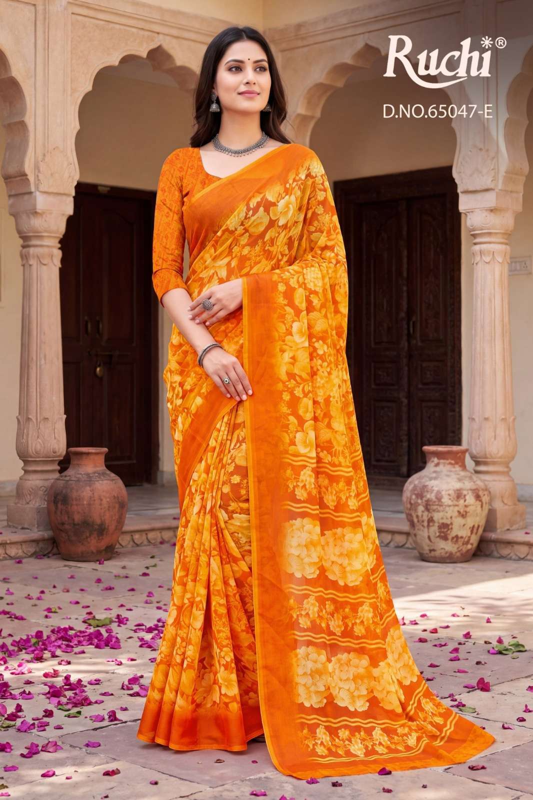 Ruchi Saree Saffron Chiffon Vol 276 Daily Wear Saree Catalog Exporter