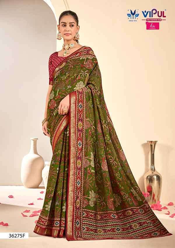 Vipul Saree Monalisa 36275 Colors Premium Cotton Saree Catalog