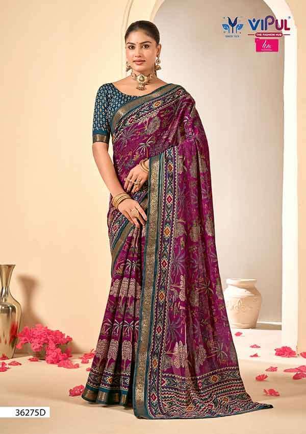 Vipul Saree Monalisa 36275 Colors Premium Cotton Saree Catalog