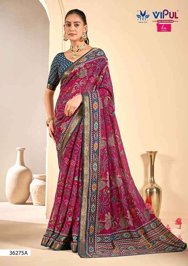 Vipul Saree Monalisa 36275 Colors Premium Cotton Saree Catalog