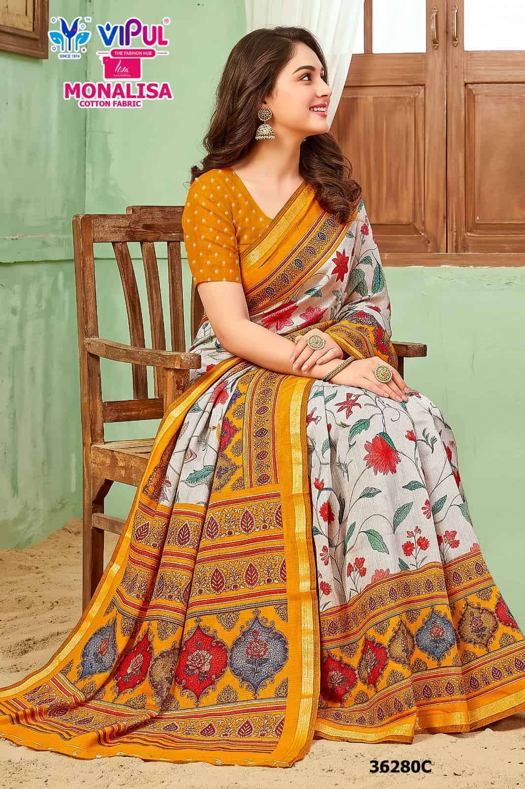 Vipul Saree Monalisa 36280 Colors Ladies Wear Cotton Saree Collection Surat