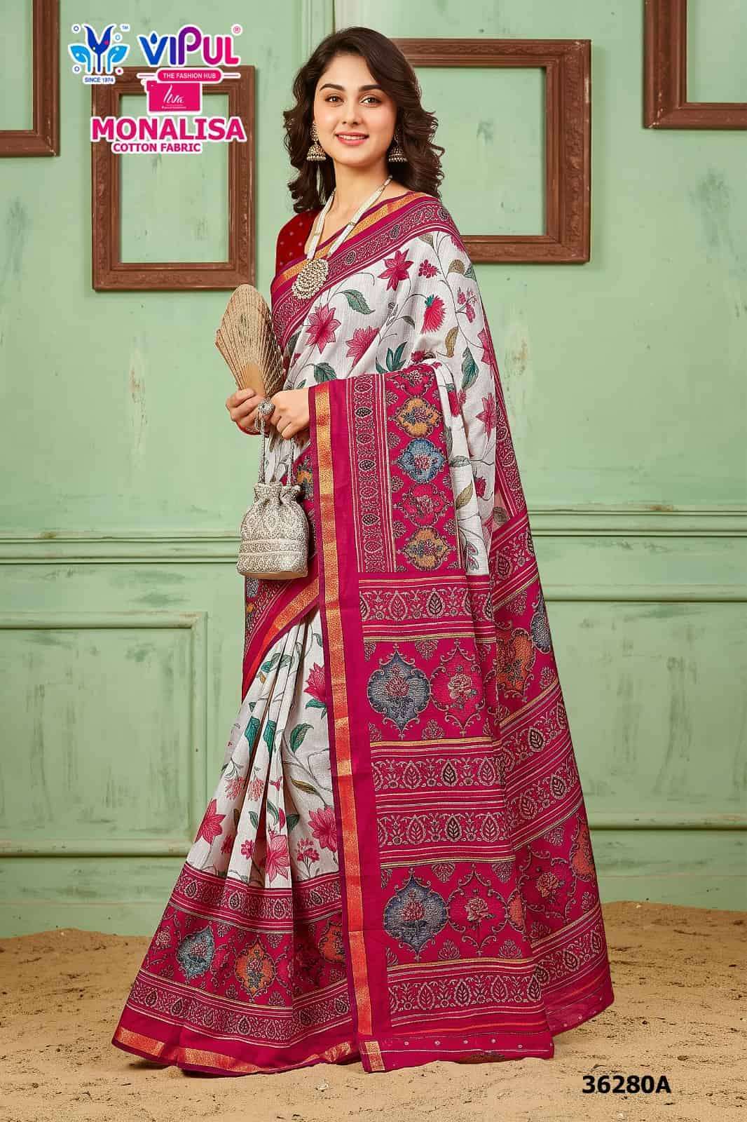 Vipul Saree Monalisa 36280 Colors Ladies Wear Cotton Saree Collection Surat