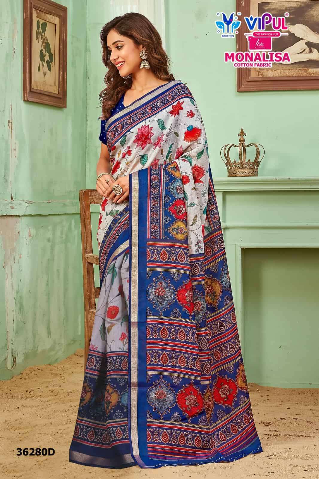 Vipul Saree Monalisa 36280 Colors Ladies Wear Cotton Saree Collection Surat