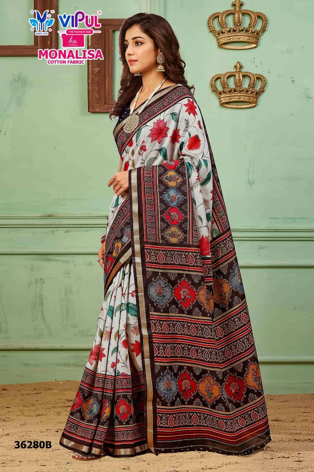 Vipul Saree Monalisa 36280 Colors Ladies Wear Cotton Saree Collection Surat