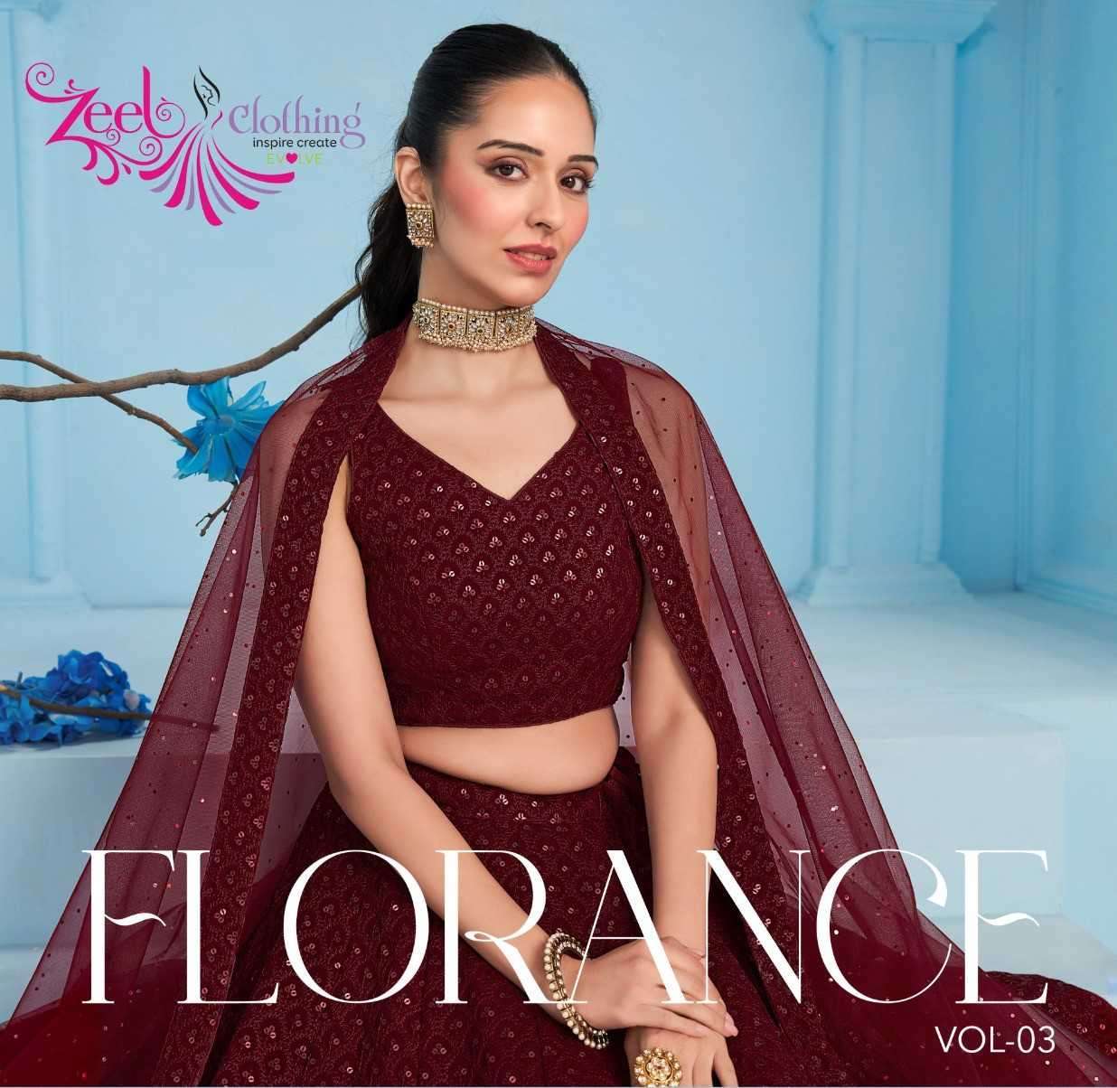 Zeel Clothing Florance Vol 3 5124 Colors Fancy Wedding Lehenga Collection At Wholesale