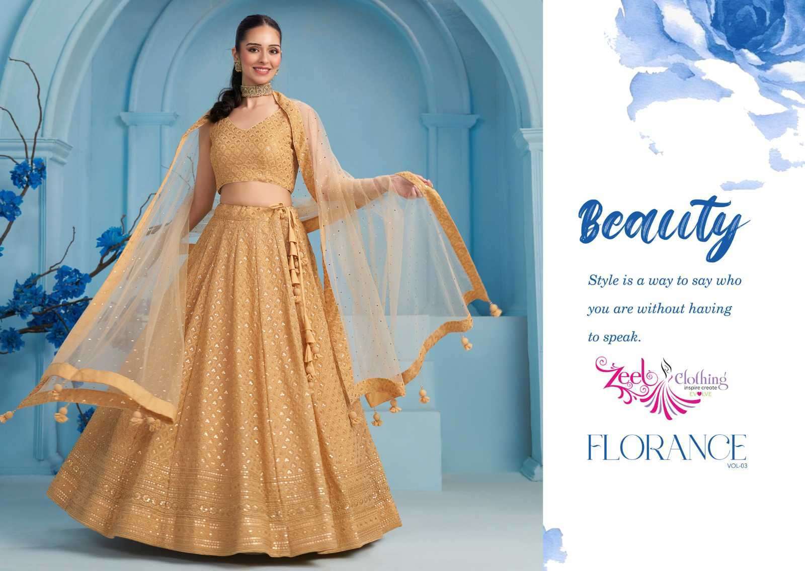 Zeel Clothing Florance Vol 3 5124 Colors Fancy Wedding Lehenga Collection At Wholesale