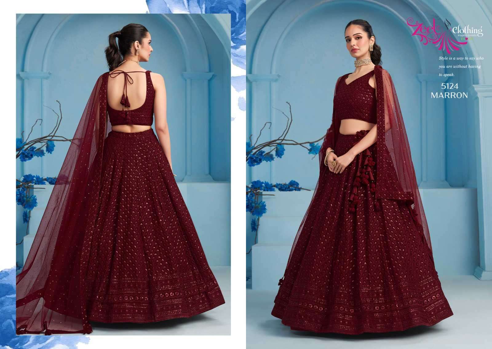 Zeel Clothing Florance Vol 3 5124 Colors Fancy Wedding Lehenga Collection At Wholesale