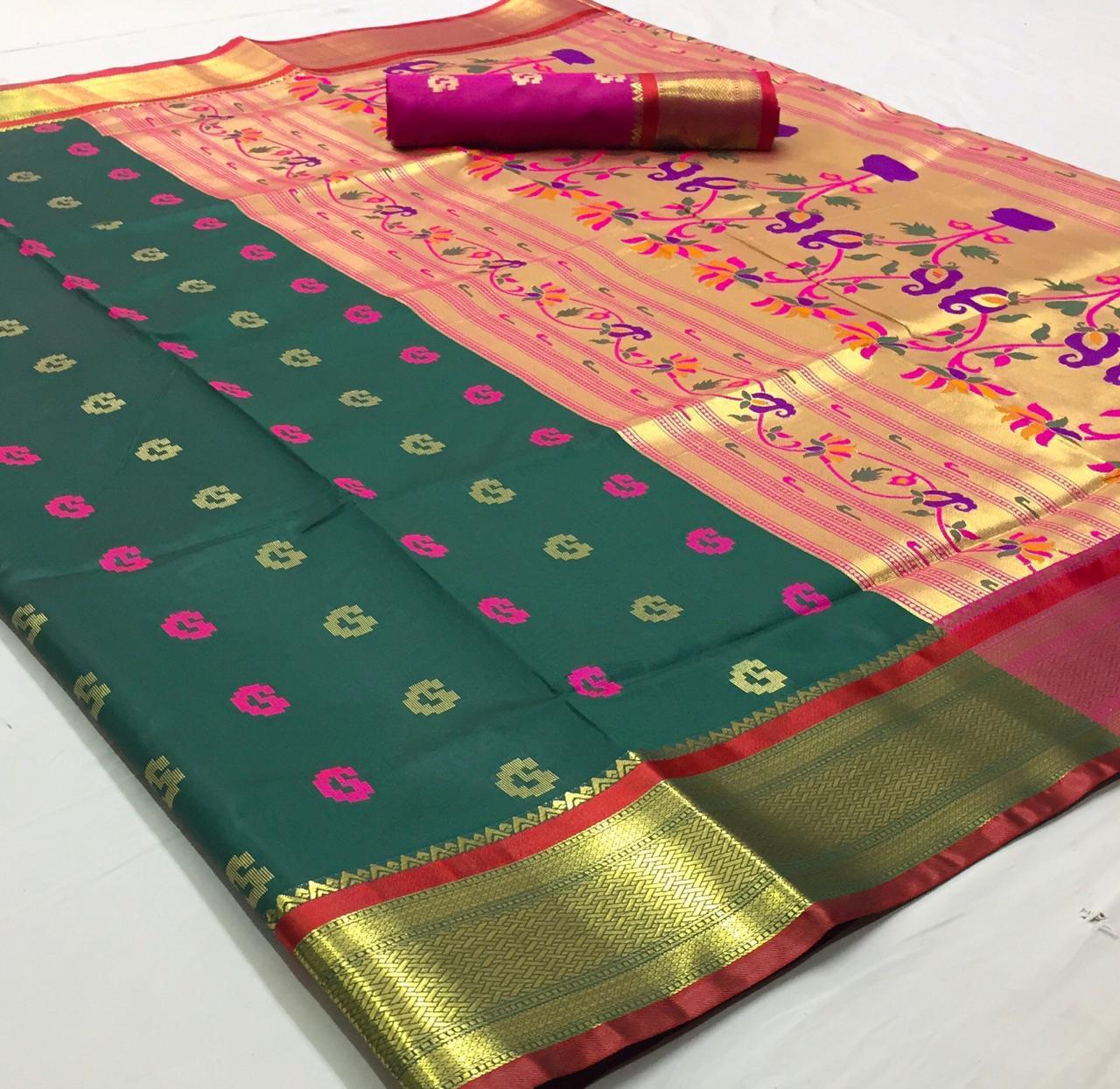 Rajtex Presents Kasturi Silk Pure Paithani Weaving Pallu Concept Sarees Catalog Wholesaler