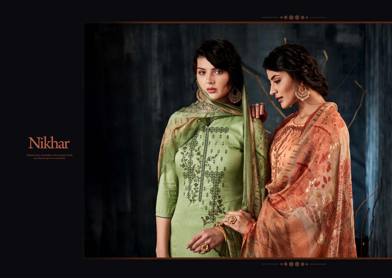Shargam Print Presents Nikhar Pure Zam Negative Print With Designer Embroidery Work Straight Salwar Suit Catalog