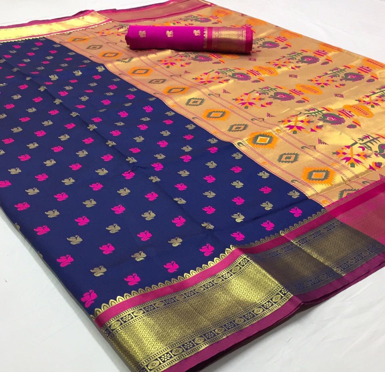 Rajtex Presents Kasturi Silk Pure Paithani Weaving Pallu Concept Sarees Catalog Wholesaler