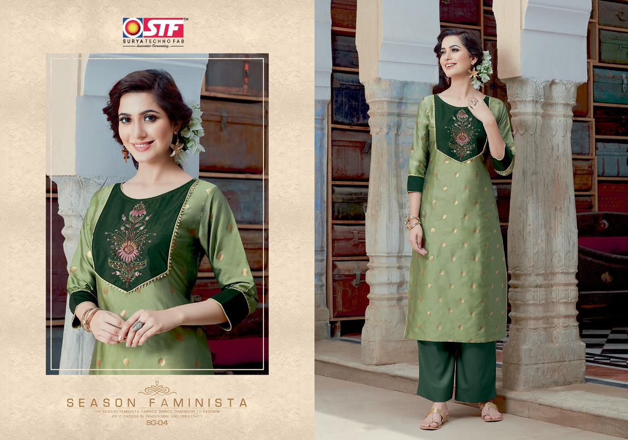 Stf Presents Sanghini Beautiful Silk Jacquard Straight Salwar Suit Collection