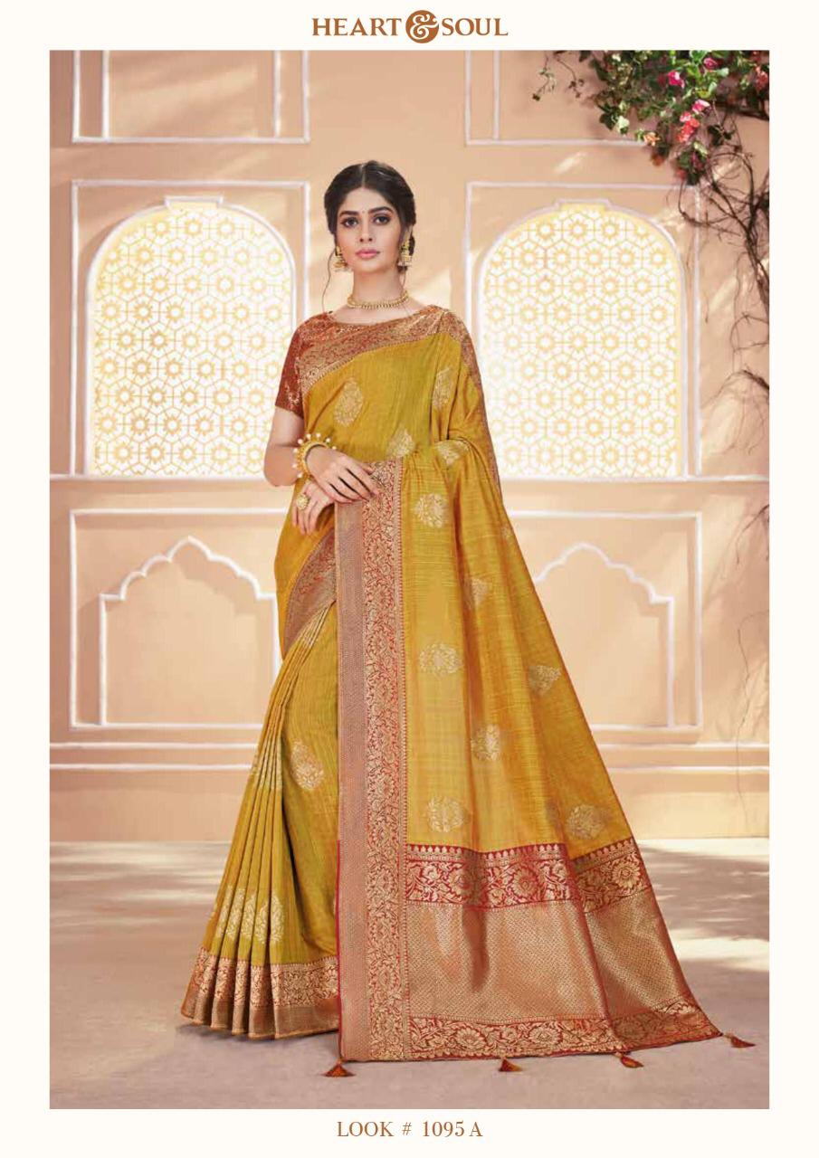 Heart And Soul Presents Series1095 A B To 1099 Weaving Silk Banarasi Style Party Wear Sarees Wholesaler
