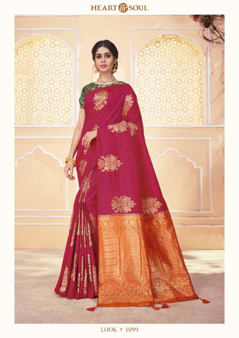 Heart And Soul Presents Series1095 A B To 1099 Weaving Silk Banarasi Style Party Wear Sarees Wholesaler