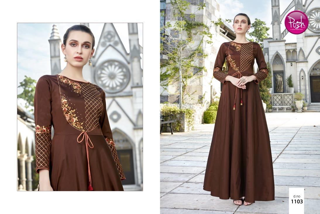 Posh Presents Alexa Ethinic Wear Simple Designer Silk Gown Catalog Wholesaler