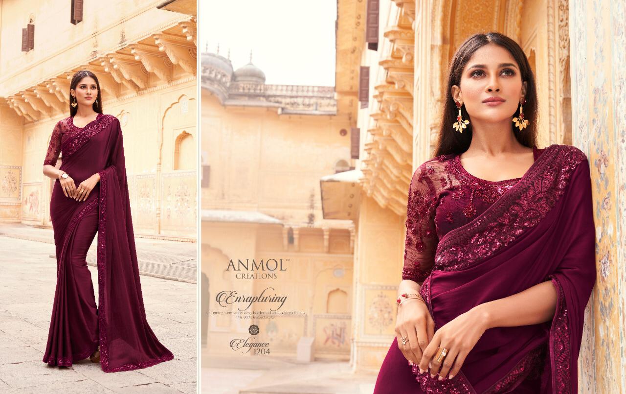 Anmol Presents Elegance Vol-12 Premium Designer Partywear Sarees Catalog Wholesaler
