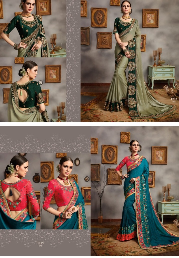 Kessi Sarees Presents Soundarya Vol-4 Designer Party Wear Heavy Blouse Concept Sarees Catalog Wholesaler