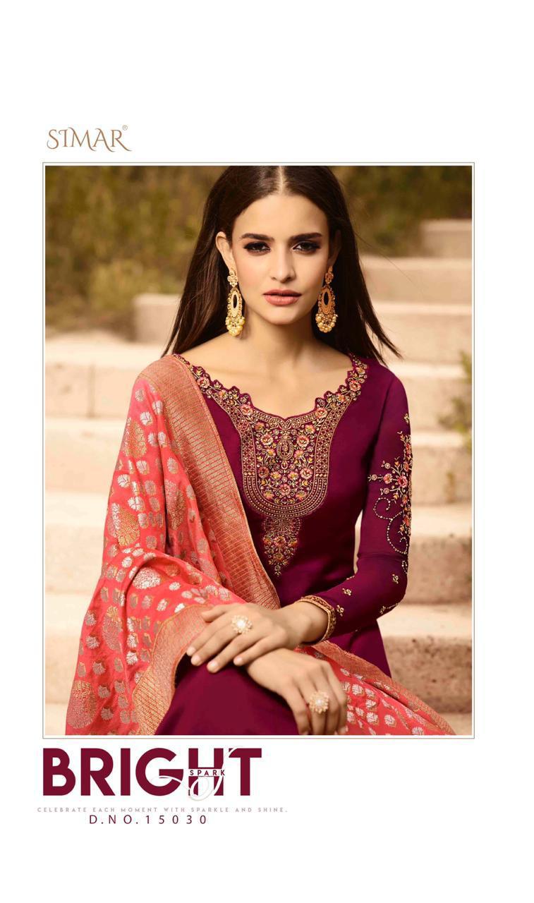 Glossy Presents Manya Beautiful Designer Satin Georgette Party Wear Straight Salwar Suit Catalog Wholesaler