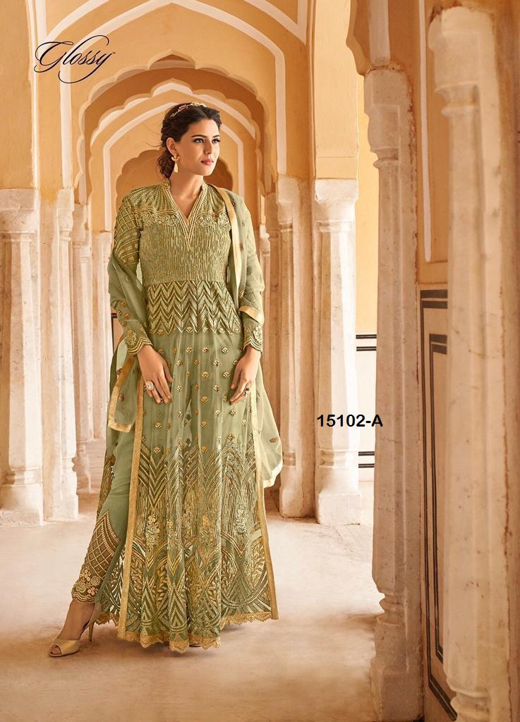 Glossy Presemts Highness 15102 A To 15102 D Net Embroidery Work Heavy Gown Wholesaler