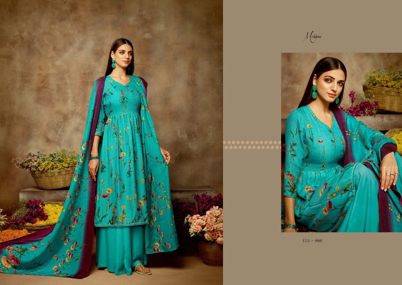 Argam Prints Presents Mishkaa Pure Pashmina Designer Print With Khatli Shisha Work Plazzo Style Salwar Suit Catalog Wholesaler