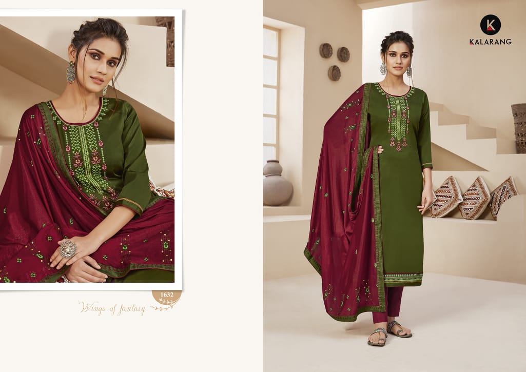 Kalarang Presents Cristy Vol-2 Jam Silk Cotton With Embroidery Work Salwar Suit Wholesaler