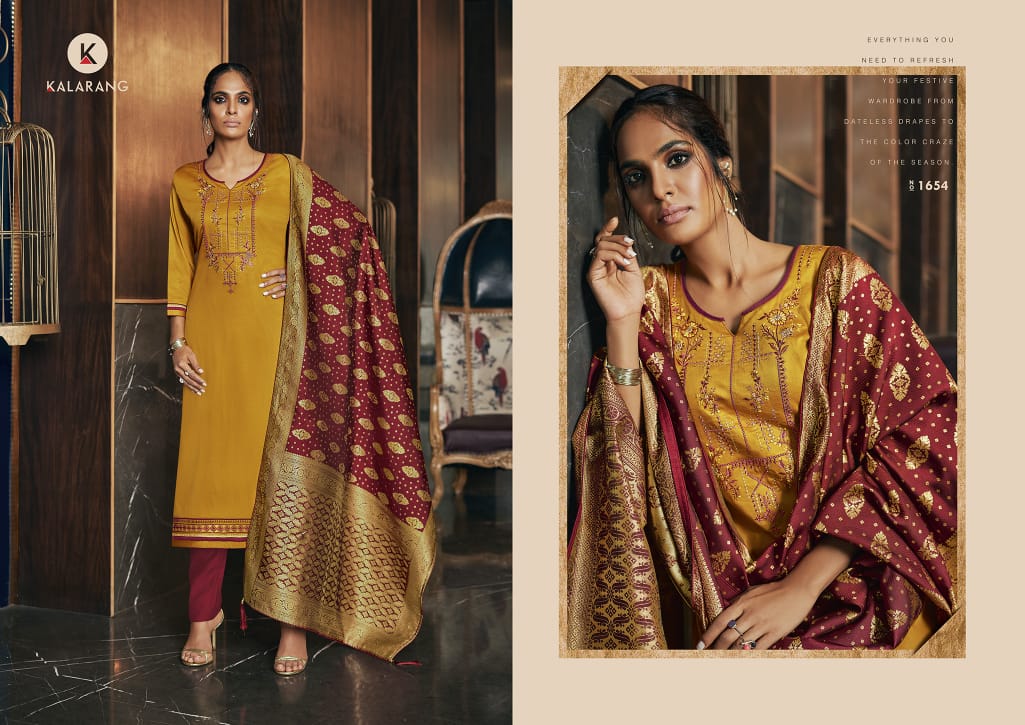 Kalarang Presents Malvika Vol-3 Jam Silk Cotton With Embroidery Work Salwar Suit Wholesaler