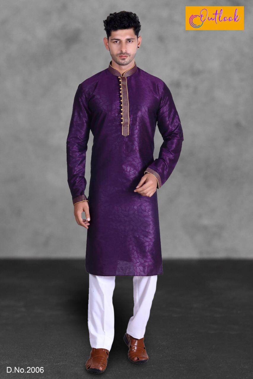 Outlook Presents Vol-2 F New Designer Embroidery And Lace Work Mens Wear Kurta Pajama Collection