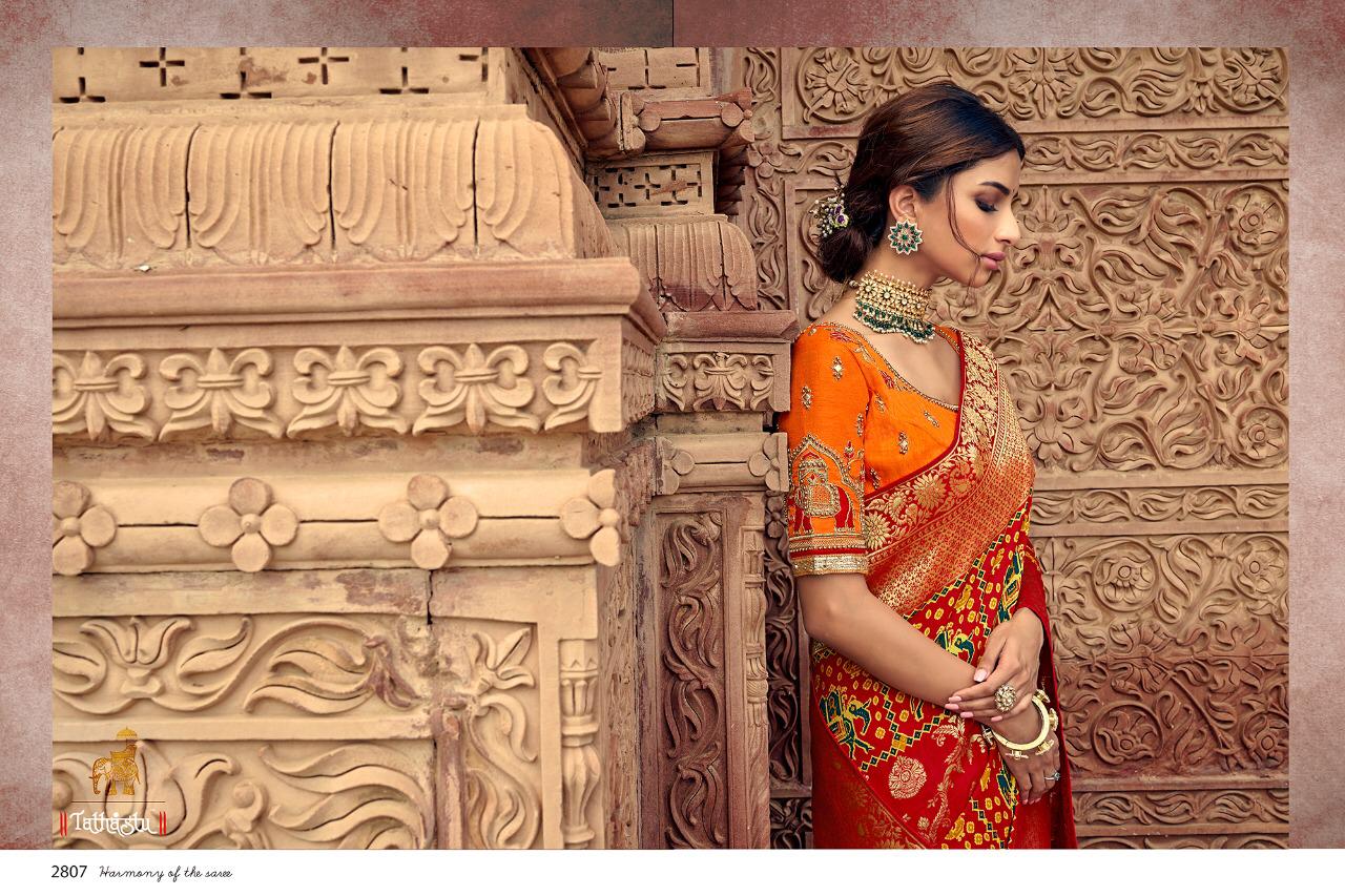Tathastu Presents 2801 To 2810 Series Heavy Designer Bridal Wedding Sarees Catalog Wholesaler