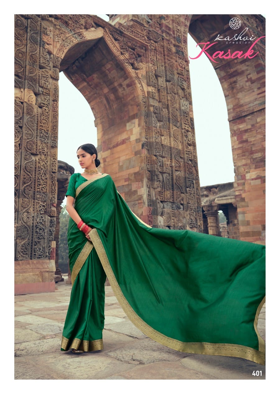 Kashvi Creation Presents Kasak Vichitra Silk Heavy Less And Blouse Sarees Cataloge Wholesaler
