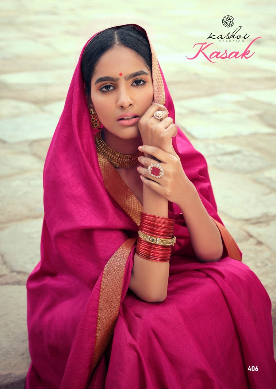 Kashvi Creation Presents Kasak Vichitra Silk Heavy Less And Blouse Sarees Cataloge Wholesaler