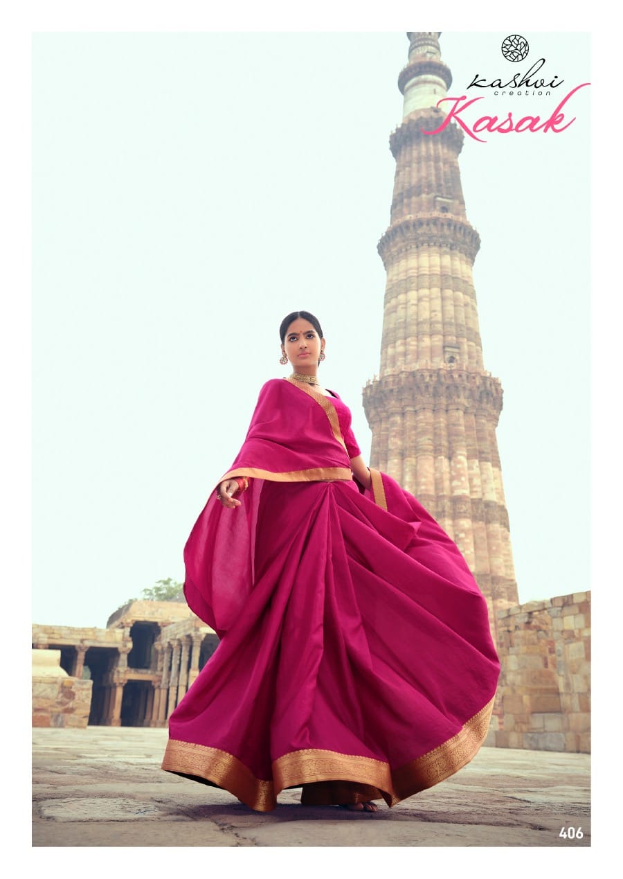 Kashvi Creation Presents Kasak Vichitra Silk Heavy Less And Blouse Sarees Cataloge Wholesaler