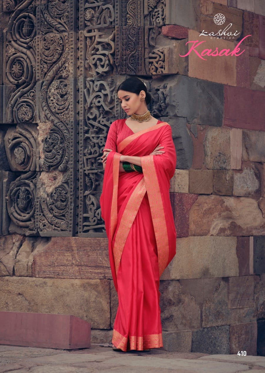 Kashvi Creation Presents Kasak Vichitra Silk Heavy Less And Blouse Sarees Cataloge Wholesaler