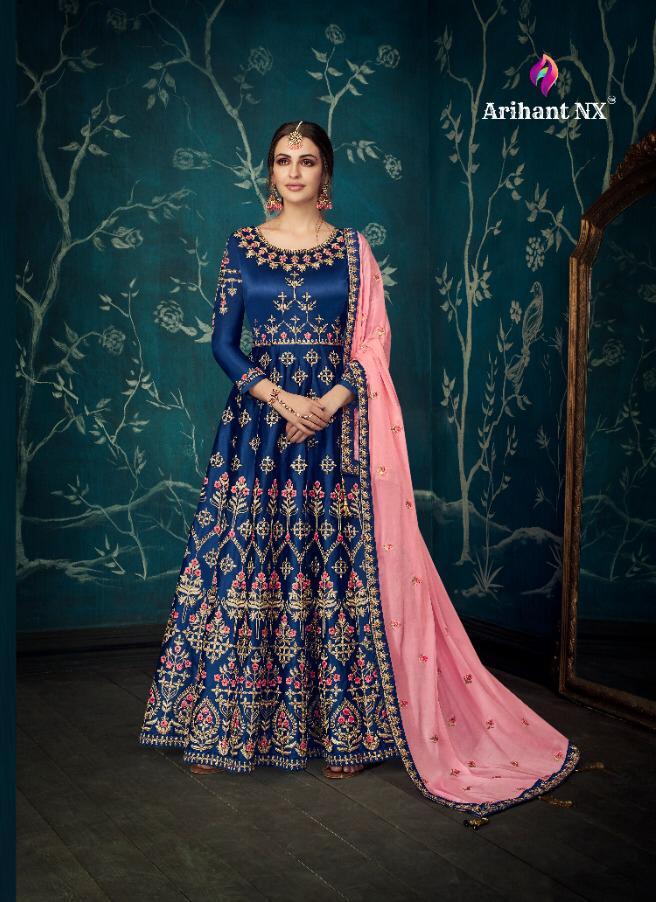 Ariahnt Presents Alfat Designer Pure Satin Silk With Fusing And Embroidery Work Ready Made Gown Wholesaler