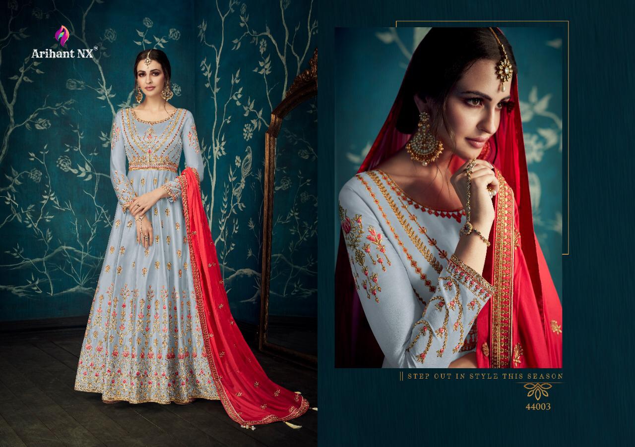 Ariahnt Presents Alfat Designer Pure Satin Silk With Fusing And Embroidery Work Ready Made Gown Wholesaler